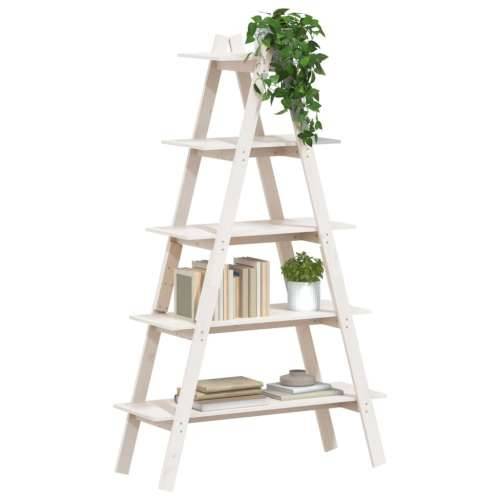 Polica s 5 razina u A-obliku 110x40x180,5 cm masivna borovina - Bijela 1 Cijena