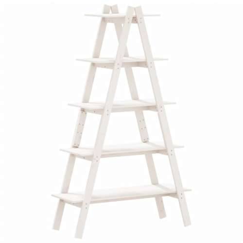 Polica s 5 razina u A-obliku 110x40x180,5 cm masivna borovina - Bijela 1 Cijena