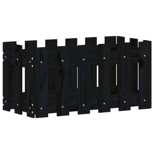 Vrtna sadilica s izgledom ograde crna 60x30x30 cm od borovine - Crna boja bora 60 x 30 x 30 cm 1 Cijena
