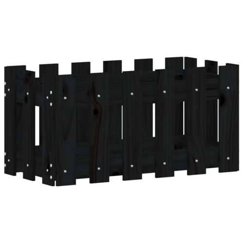 Vrtna sadilica s izgledom ograde crna 60x30x30 cm od borovine - Crna boja bora 60 x 30 x 30 cm 1 Cijena