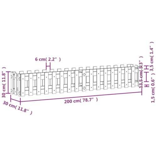 Povišena gredica - Vrtna gredica crna 200x30x30 cm masivna borovina - Crna boja bora 200 x 30 x 30 cm 1 Cijena
