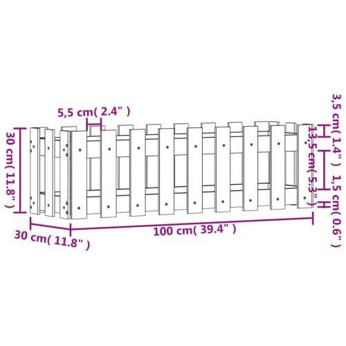 Povišena vrtna gredica bijela 100x30x30 cm masivna borovina Cijena