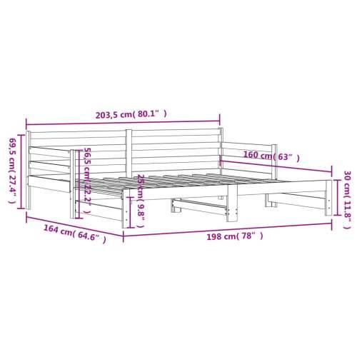 Dnevni krevet na razvlačenje 80 x 200 cm od masivne borovine - Prirodna 80 x 200 cm Cijena