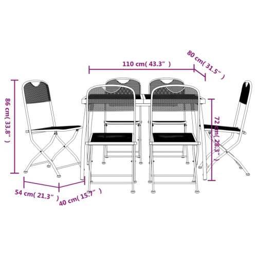 Vrtna garnitura - 7-dijelni vrtni blagovaonski set antracit metalni mrežasti - Dužina stola 110 cm 6 Cijena