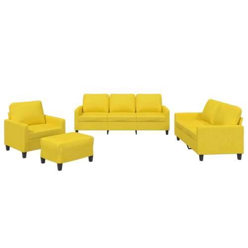 4-dijelni set sofa s jastucima svjetložuti od tkanine - Svjetložuta s jastučićima i tabureom Cijena