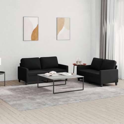 2-dijelni set sofa s jastucima crni od tkanine - Crna s jastučićima Cijena