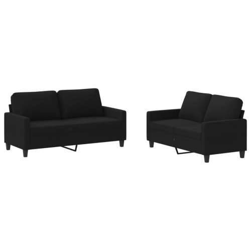 2-dijelni set sofa s jastucima crni od tkanine - Crna s jastučićima Cijena
