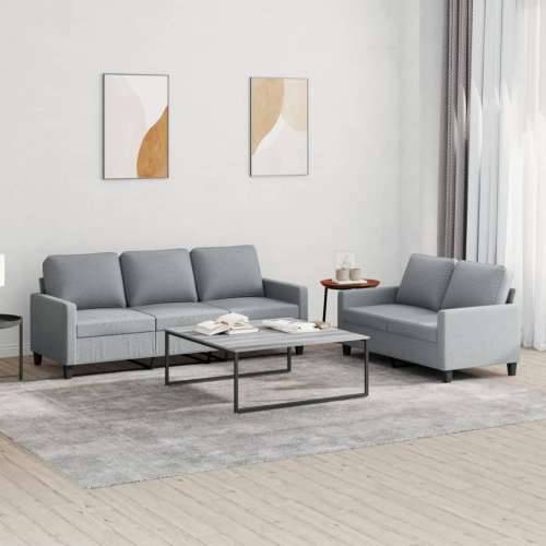 2-dijelni set sofa s jastucima svjetlosivi od tkanine - Svjetlosiva s jastučićima Cijena