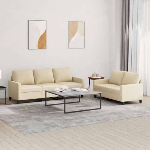 2-dijelni set sofa s jastucima krem od tkanine - Krema s jastučićima Cijena