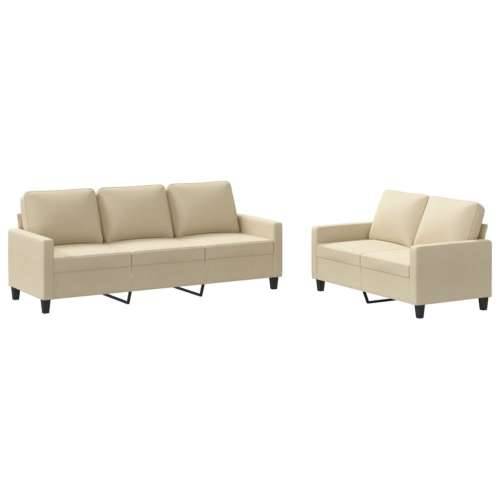 2-dijelni set sofa s jastucima krem od tkanine - Krema s jastučićima Cijena