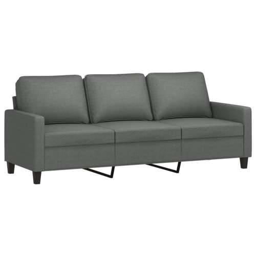 3-dijelni set sofa s jastucima tamnosivi od tkanine - Tamno siva s jastučićima i tabureom Cijena
