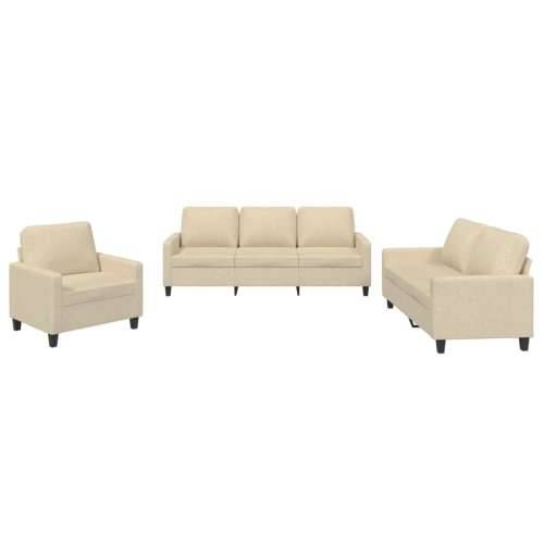3-dijelni set sofa s jastucima krem od tkanine - Krema s jastučićima Cijena