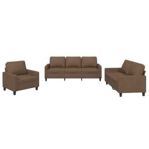 3-dijelni set sofa s jastucima smeđi od tkanine - Smeđa s jastučićima Cijena