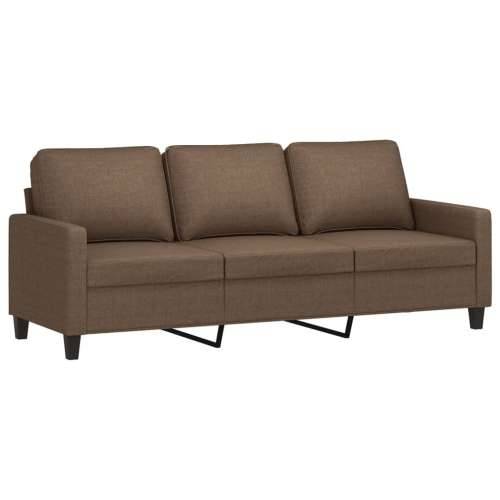 3-dijelni set sofa s jastucima smeđi od tkanine - Smeđa s jastučićima Cijena