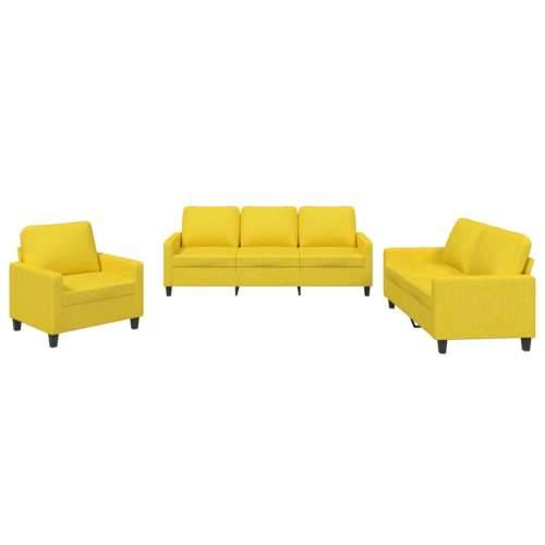 3-dijelni set sofa s jastucima svjetložuti od tkanine - Svjetložuta s jastučićima Cijena