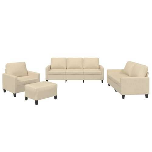 4-dijelni set sofa s jastucima krem od tkanine - Krema s jastučićima i tabureom Cijena