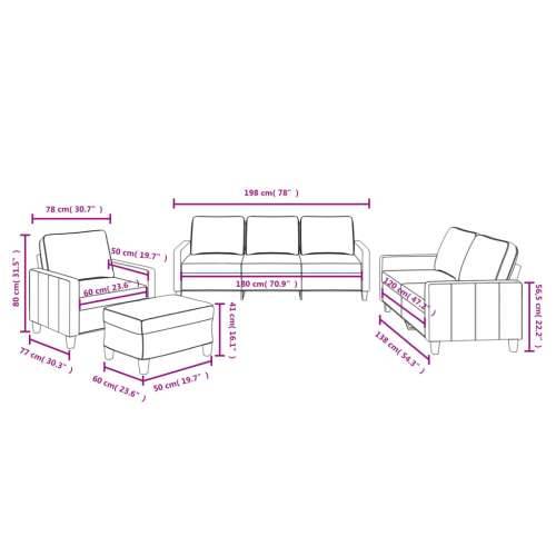 4-dijelni set sofa s jastucima krem od tkanine - Krema s jastučićima i tabureom Cijena