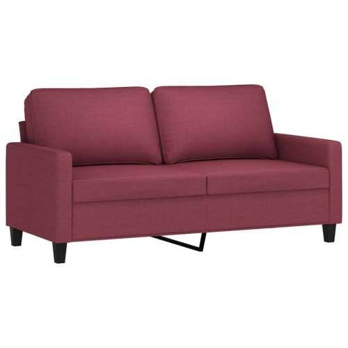 2-dijelni set sofa s jastucima crvena boja vina od tkanine - boja crnog vina s jastučićima Cijena