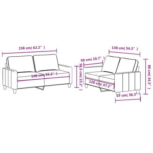 2-dijelni set sofa s jastucima crvena boja vina od tkanine - boja crnog vina s jastučićima Cijena