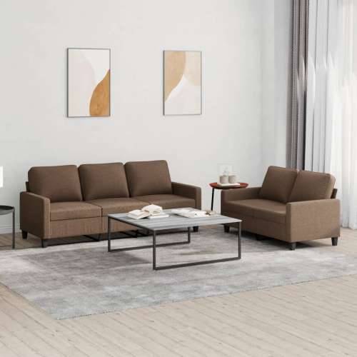 2-dijelni set sofa s jastucima smeđi od tkanine - Smeđa s jastučićima Cijena