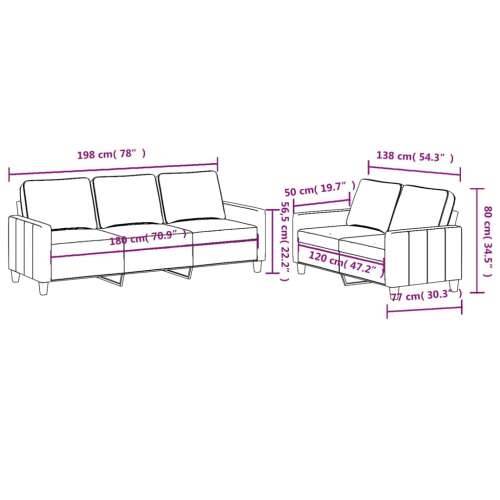 2-dijelni set sofa s jastucima smeđi od tkanine - Smeđa s jastučićima Cijena
