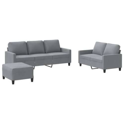 3-dijelni set sofa s jastucima svjetlosivi od tkanine - Svjetlosiva s jastučićima i tabureom Cijena