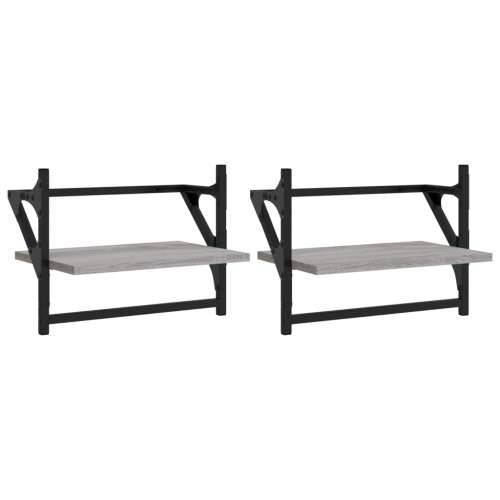 Zidne police s prečkama 2 kom boja hrasta sonome 40x25x30 cm - Sivi hrast sonoma 40 x 25 x 30 cm 2 1 Cijena