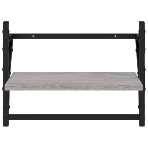 Zidne police s prečkama 2 kom boja hrasta sonome 40x25x30 cm - Sivi hrast sonoma 40 x 25 x 30 cm 2 1 Cijena