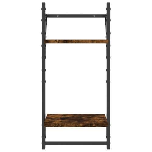 Zidne police s prečkama 2 kom dimljena boja hrasta 30x25x65 cm - Dimljeni hrast 30 x 25 x 65 cm 2 1 Cijena