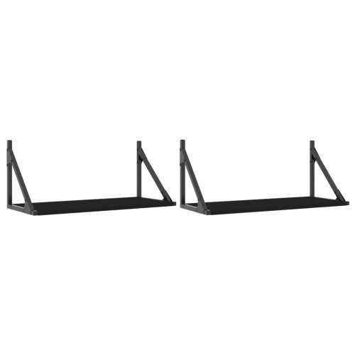Zidne police 2 kom crne 60 x 25 x 25,5 cm od konstruiranog drva - Crna 60 x 25 x 25.5 cm 2 1 Cijena