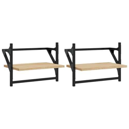 Zidne police s prečkama 2 kom boja hrasta sonome 40x25x30 cm - sonoma hrast 40 x 25 x 30 cm 2 1 Cijena