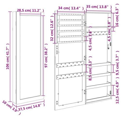 Zidni ormarić za nakit s ogledalom 37,5 x 10 x 106 cm - Smeđa 37.5 x 10 x 106 cm 1 Cijena