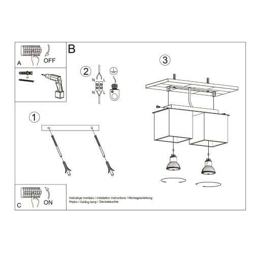 Stropna lampa QUAD 2 crna Cijena