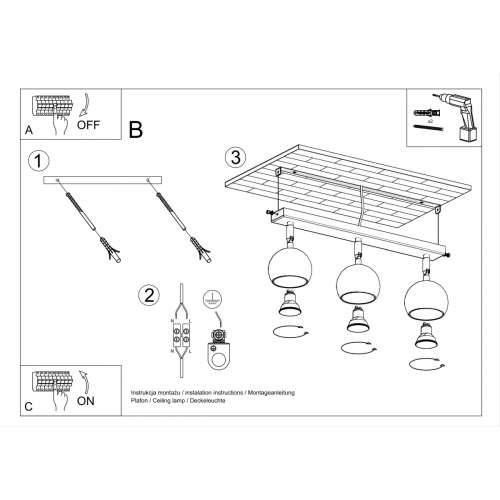 Stropna lampa OCULARE 3 crna Cijena