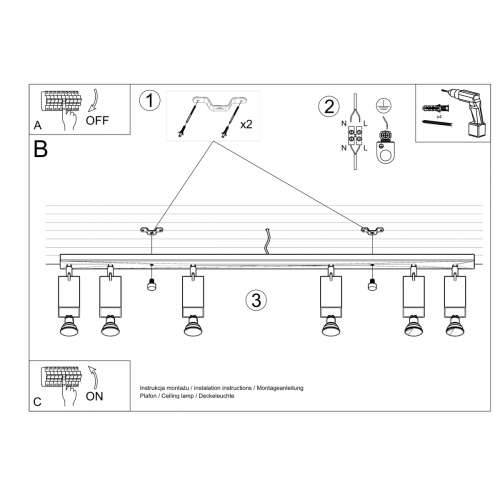 Stropna lampa MERIDA 6L siva Cijena