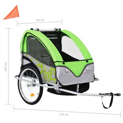 2-u-1 prikolica za bicikl i kolica zeleno-siva Cijena