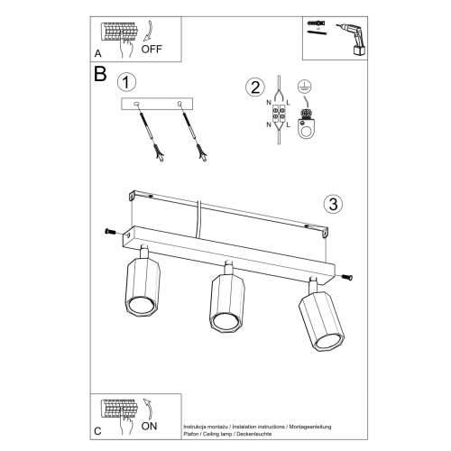 Stropna lampa ZEKE 3 hrast Cijena