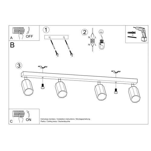 Stropna lampa ZEKE 4 hrast Cijena