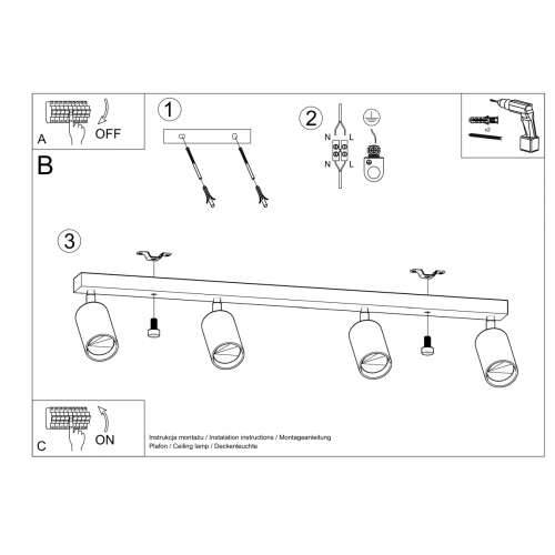 Stropna lampa BERG 4 prirodno drvo Cijena