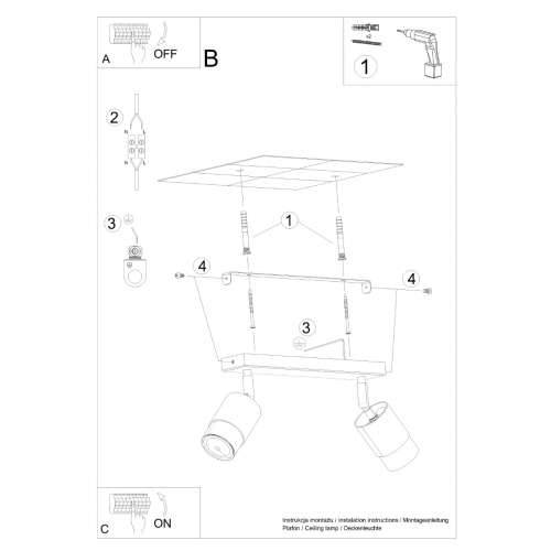 Stropna lampa NERO 2 crna/krom Cijena