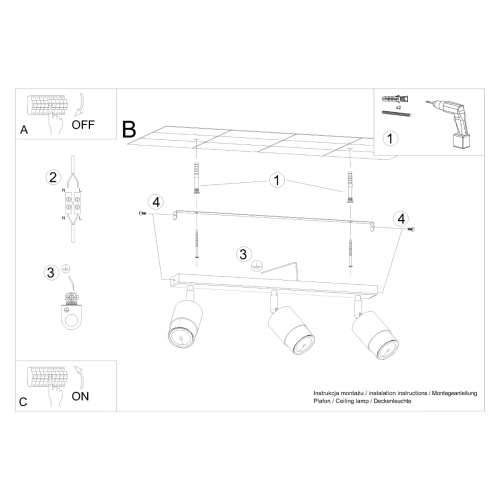 Stropna lampa NERO 3 crna/krom Cijena