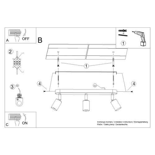 Stropna lampa FORNES 3 crna Cijena