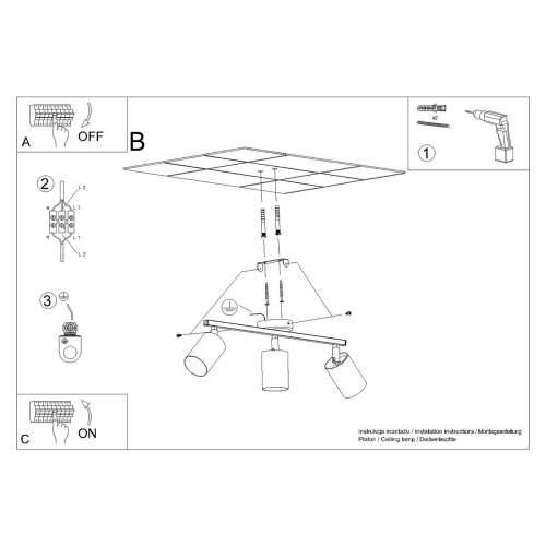 Stropna lampa LEMMI 3 crna Cijena