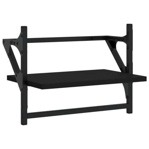 Zidne police s prečkama 2 kom crne 40x25x30 cm - Crna 40 x 25 x 30 cm 2 1 Cijena