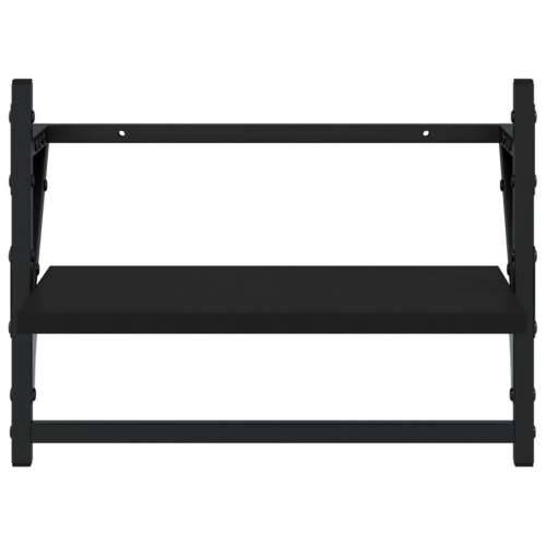 Zidne police s prečkama 2 kom crne 40x25x30 cm - Crna 40 x 25 x 30 cm 2 1 Cijena