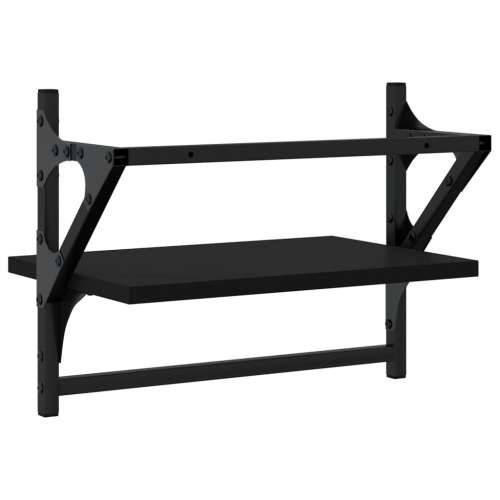 Zidne police s prečkama 2 kom crne 40x25x30 cm - Crna 40 x 25 x 30 cm 2 1 Cijena