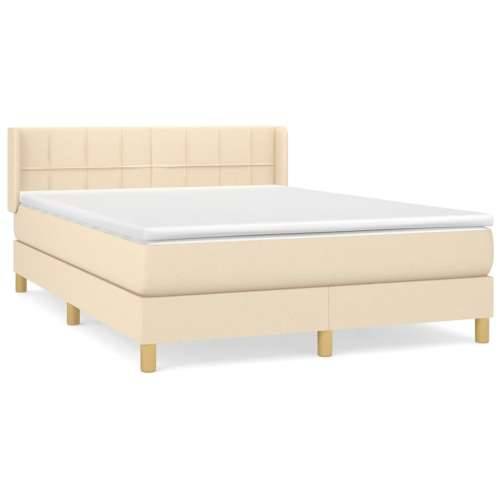 Krevet s oprugama i madracem krem 140 x 190 cm od tkanine - Krema 140 x 190 cm Blok s kvadratima Cijena