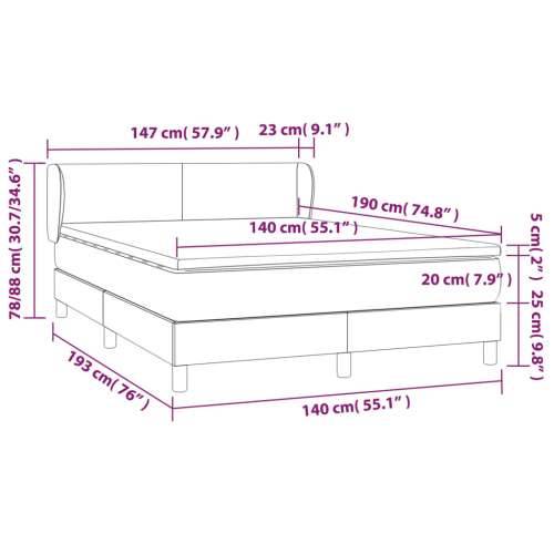 Krevet s oprugama i madracem plavi 140 x 190 cm od tkanine - Plava 140 x 190 cm Gladak dizajn Cijena