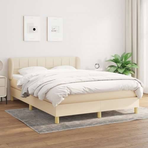 Krevet s oprugama i madracem krem 140 x 190 cm od tkanine - Krema 140 x 190 cm Blok s kvadratima Cijena