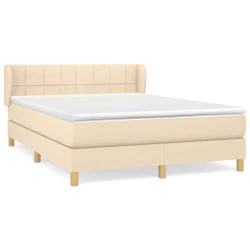 Krevet s oprugama i madracem krem 140 x 190 cm od tkanine - Krema 140 x 190 cm Blok s kvadratima Cijena